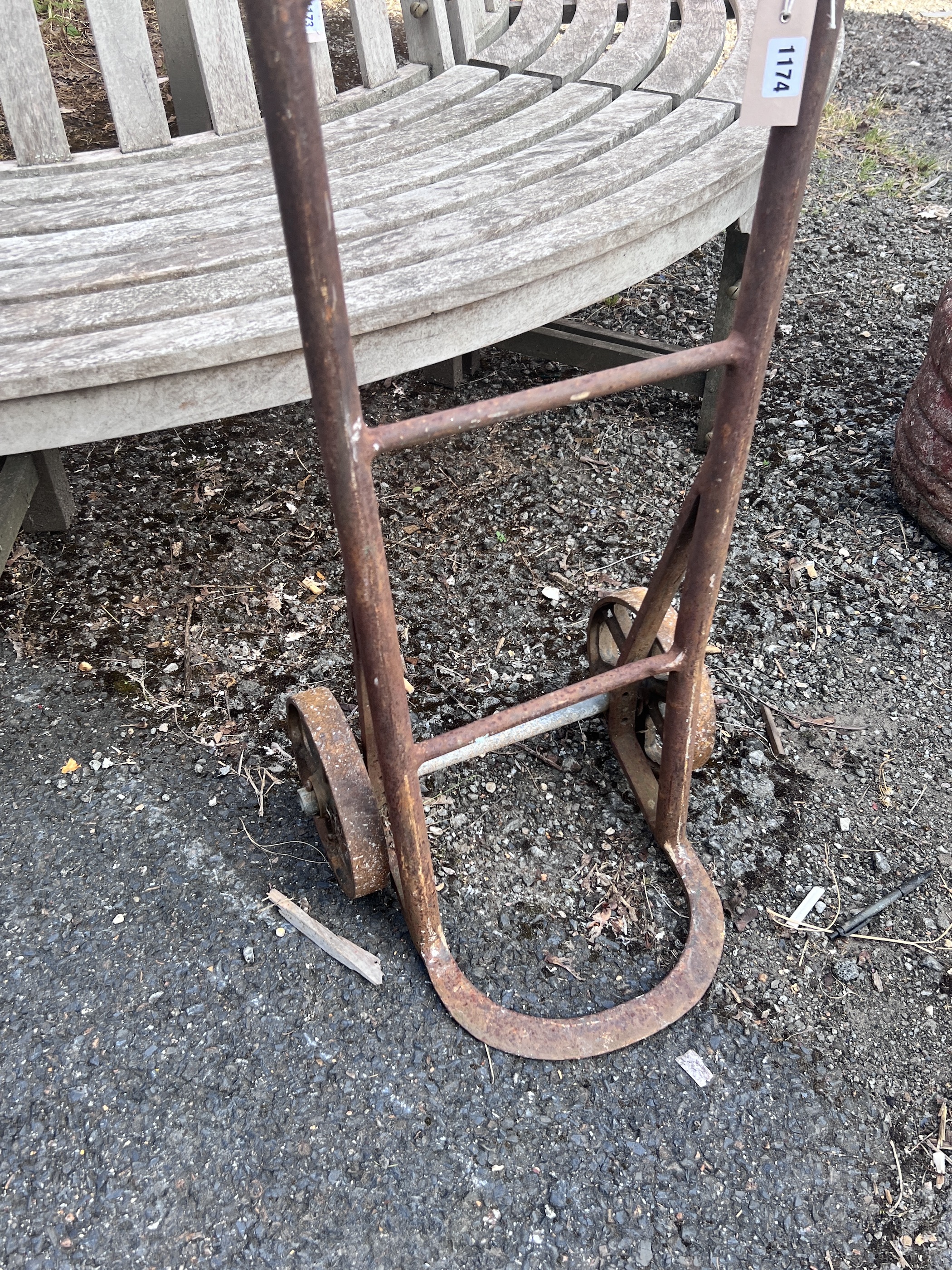 A set of vintage sack wheels, height 107cm